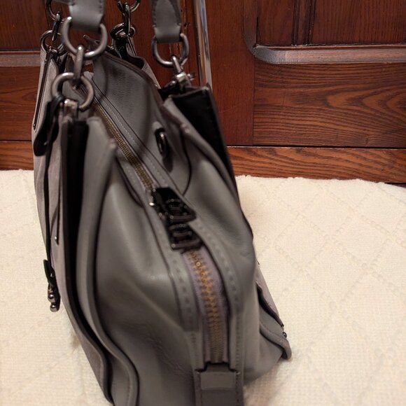 Coach Mixed Leather Dreamer 36 Handbag Gray - Picture 4 of 16